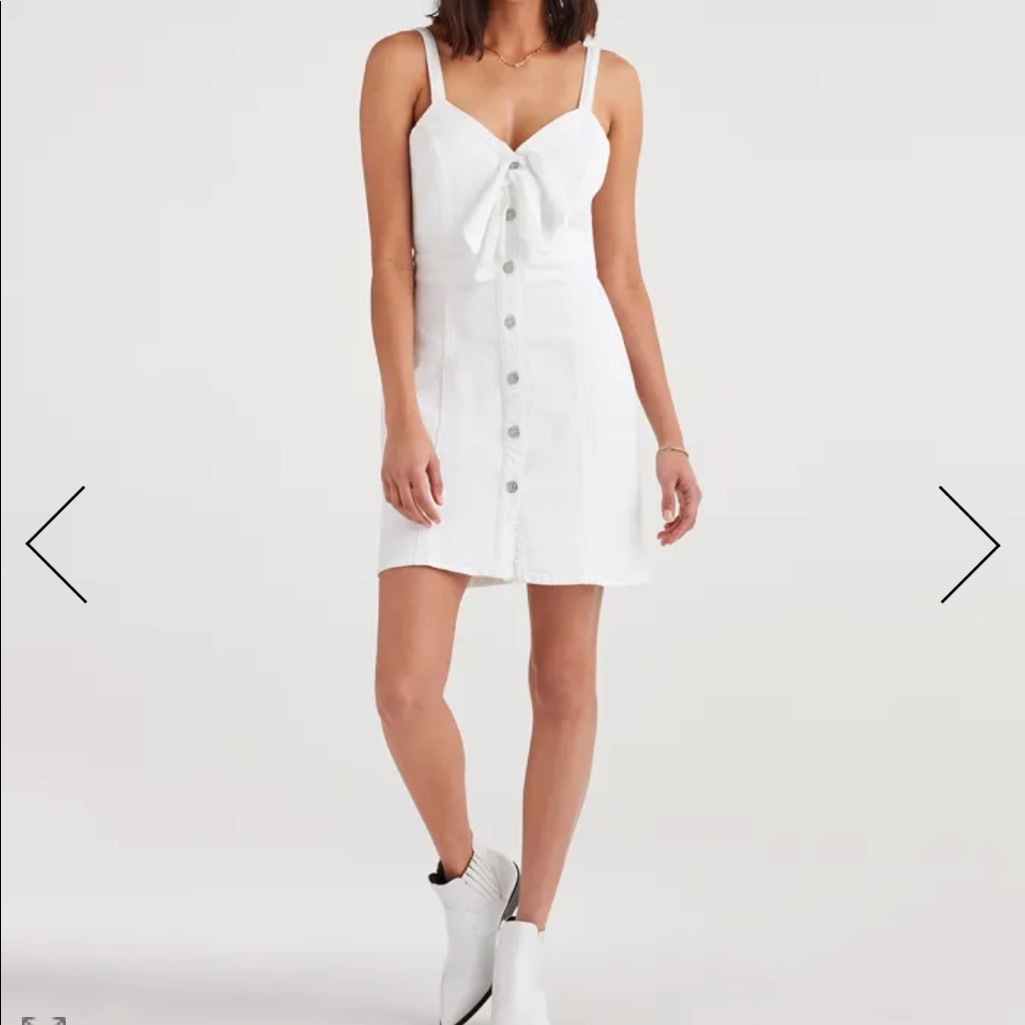7 For All Mankind Double Tie Dress In Whiterunaway